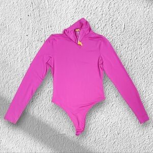 Title:Hot Pink Long Sleeve Bodysuit by Daisy SzL Stretch Turtleneck Y2K Vibe Nwt